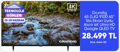 Grundig 65 GJQ 9100 65" 164 Ekran Uydu Alıcılı 4K Ultra HD Google QLED TV
