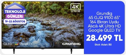 Grundig 65 GJQ 9100 65" 164 Ekran Uydu Alıcılı 4K Ultra HD Google QLED TV