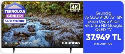 Grundig 75 GJQ 9100 75" 189 Ekran Uydu Alıcılı 4K Ultra HD Smart QLED TV