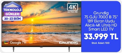 Grundig 75 GJU 7000 B 75" 189 Ekran Uydu Alıcılı 4K Ultra HD Smart LED TV