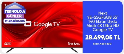 Next YE-55GFSG8 55" 140 Ekran 4K Ultra HD Google LED TV