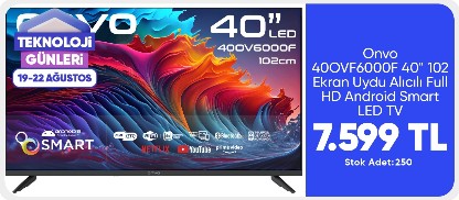 Onvo 40OVF6000F 40" 102 Ekran Uydu Alıcılı Full HD Android Smart LED TV