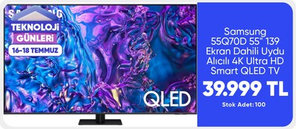 Samsung 55Q70D 55" 138 Ekran Uydu Alıcılı 4K Ultra HD Smart QLED TV