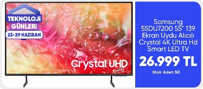 Samsung 55DU7200 55" 139 Ekran Uydu Alıcılı Crystal 4K Ultra Hd Smart LED TV