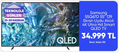 Samsung 55Q67D 55" 139 Ekran Uydu Alıcılı 4K Ultra Hd Smart QLED TV