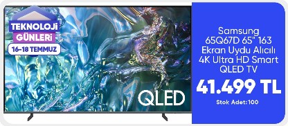 Samsung 65Q67D 65" 163 Ekran Uydu Alıcılı 4K Ultra HD Smart QLED TV