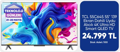 TCL 55C645 55" 139 Ekran Uydu Alıcılı 4K UHD QLED Google TV