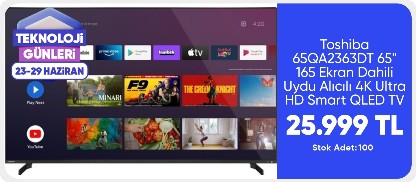 Toshiba 65QA2363DT 65" 165 Ekran Dahili Uydu Alıcılı 4K Ultra HD Smart QLED TV