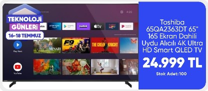 Toshiba 65QA2363DT 65" 165 Ekran Dahili Uydu Alıcılı 4K Ultra HD Smart QLED TV