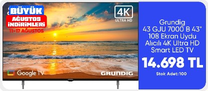 Grundig 43 GJU 7000 B 43" 108 Ekran Uydu Alıcılı 4K Ultra HD Smart LED TV
