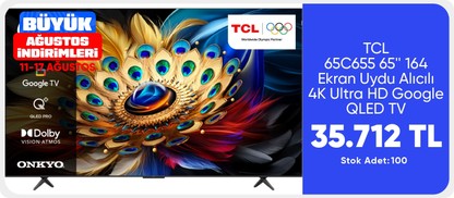 TCL 65C655 65'' 164 Ekran Uydu Alıcılı 4K Ultra HD Google QLED TV