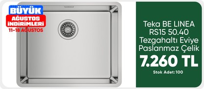Teka BE LINEA RS15 50.40 Tezgahaltı Eviye Paslanmaz Çelik 50 cm 115000005