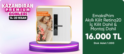Emaks Prime EmaksPrime Akıllı Kilit Retina20 - İç Kilit Dahil & Montaj Dahil -Kamera, Serbest Geçiş Mod, Parmaz İzi, Şifre, Kart