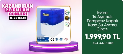 Evora 14 Aşamalı Multimineralli Alkalili Pompasız Kapalı Kasa Su Arıtma Cihazı Mavi