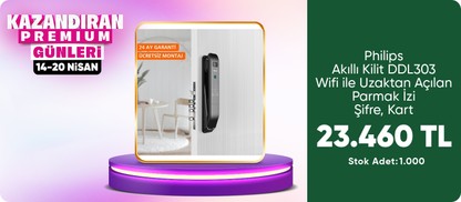 Philips Akıllı Kilit DDL303 - Iç Kilitli & Montaj Dahil - Wifi ile Uzaktan Açılan, Parmak İzi, Şifre, Kart