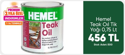 HEMEL Teak Oıl Tik Yağı 0,75 Lt