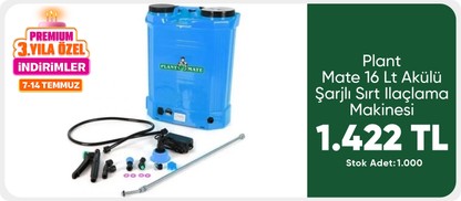 Plant Mate 16 Lt Akülü Şarjlı Sırt Ilaçlama Makinesi