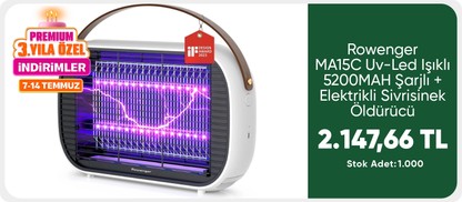 Rowenger MA15C Uv-Led Işıklı 5200MAH Şarjlı + Elektrikli Sivrisinek Öldürücü Lamba Sinek Öldürücü Cız