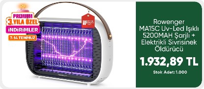 Rowenger MA15C Uv-Led Işıklı 5200MAH Şarjlı + Elektrikli Sivrisinek Öldürücü Lamba Sinek Öldürücü Cız