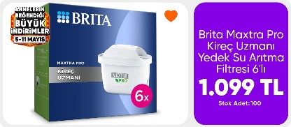 Brita Maxtra Pro Kireç Uzmanı Yedek Su Arıtma Filtresi 6'lı 1.099 TL