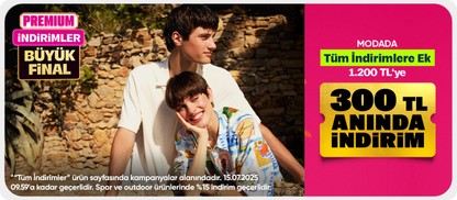 modada tüm indirimlere ek sepette 300 tl indirim