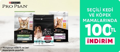 Seçili kedi ve köpek mamalarında  100 TL indirim*