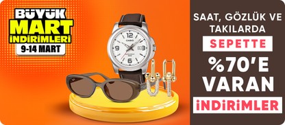Saat, gözlük ve takılarda sepette %70'e varan indirim 