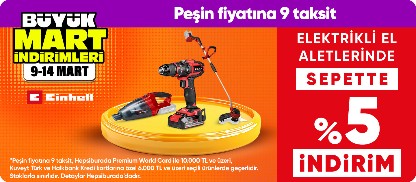 Einhell Markalı  Elektrikli El Aletleri  Ürünlerinde Sepette %5 İndirim