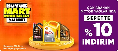 En Çok Aranan Motor Yağı Markalarında 500 TL Üzeri Sepette 10%
