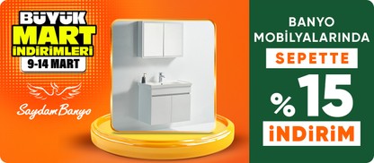 Saydam Markalı Banyo Mobilyalarında Sepette %15 İndirim