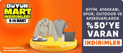 Giyim, ayakkabı, spor, outdoor ve aksesuarlarda  %50'ye varan indirimler