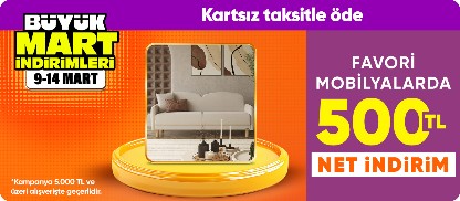 Yılın En Trend Mobilyalarında 5.000 TL'ye 500 TL Net İndirim
