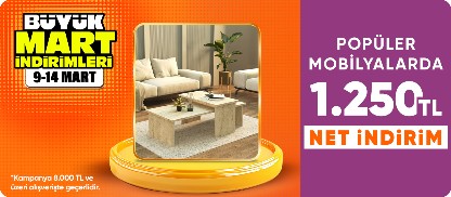 Yılın En Trend Mobilyalarında 8.000 TL'ye 1.250 TL Net İndirim