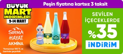 Sırma.Hayat.Akmina Ürünlerinde 100 TL Üzerine %35 indirim