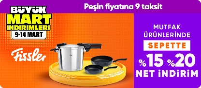 Fissler ürünlerinde Sepette %15-20 net indirim  (1000 TL ve üzeri alışverişlerde geçerlidir)