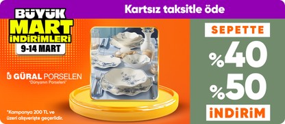 Güral Porselen sofra ürünlerinde Sepette %40 indirim  (200 TL ve üzeri alışverişlerde geçerlidir)
