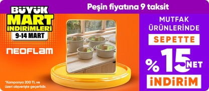 Neoflam mutfak ürünlerinde Sepette %15 net indirim  (200 TL ve üzeri alışverişlerde geçerlidir)