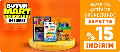Boya ve aktivite ürünlerinde sepette %15 indirim