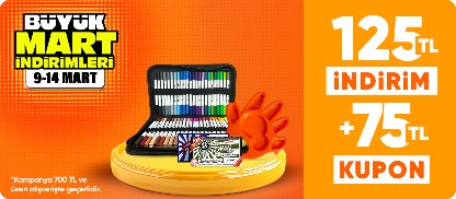 Sanatsal malzemelerde 700 TL'ye 125 TL indirim +75 TL kupon