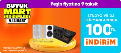 Stüdyo ve DJ ekipmanlarında 100 TL indirim