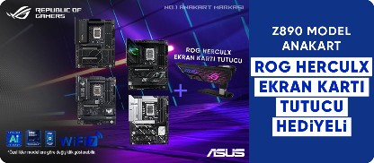 Z890 model anakart ROG HerculX ekran kartı tutucu hediyeli