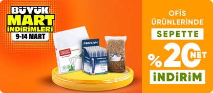 Ofis ürünlerinde sepette %20 net indirim