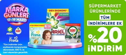 Ariel,Fairy,Prima Ürünlerinde Tüm İndirimlere Ek %20 İndirim