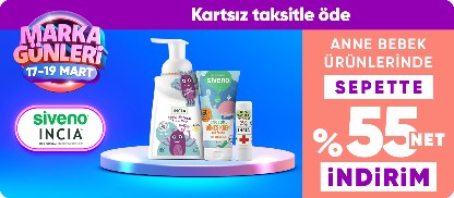 INCIA & Siveno Markalı Anne Bebek Ürünlerinde Sepette Net %55 İndirim