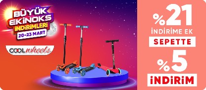 Cool Wheels Marka Scooter ve Kasklarda %21 İndirime Ek Sepette %5 İndirim