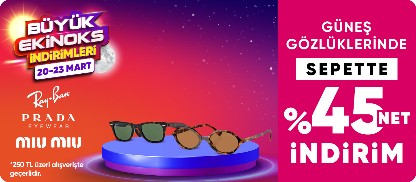 Rayban,Prada,Miu Miu gözlüklerde sepette %45 net indirim