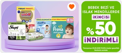Bebek Bezi ve Islak Mendillerde 2. Ürüne %50 İndirim (CMS)