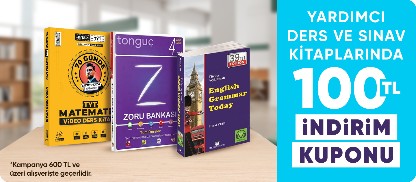 Yardımcı ders ve sınav kitaplarında  600 TL ve üzerine 100 TL indirim kuponu