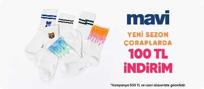 Yeni sezon çoraplarda 100 TL indirim