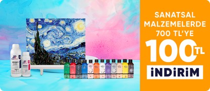 Sanatsal malzemelerde 700 TL'ye 100 TL İndirim!